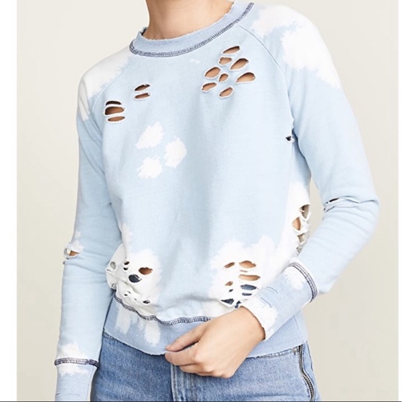 NSF Tops - NSF Saguro Distressed Destroyed Cloud Bleach Tie Dye Crewneck Sweatshirt